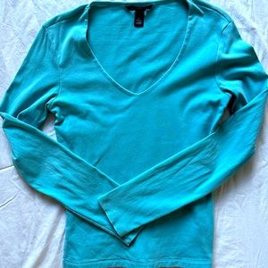 Teal long sleeve Gap V neck shirt